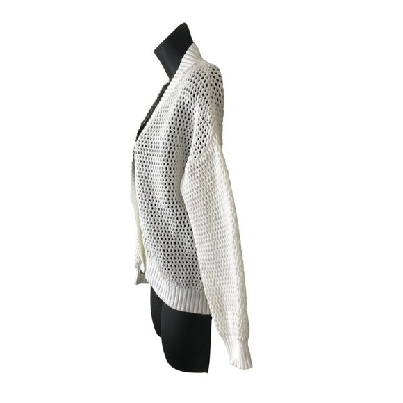 Max Mara Studio Crochet Like White Cotton Blend Cardigan Size M - Picture 4 of 8